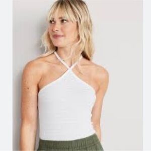 Old Navy White Crisscross Ribbed Halter Tank